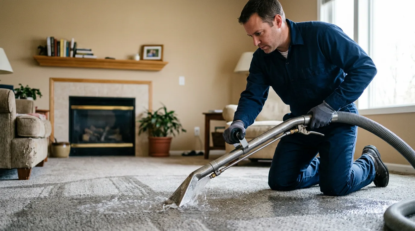 Water damage restoration technician working near Wheatcroft, KY